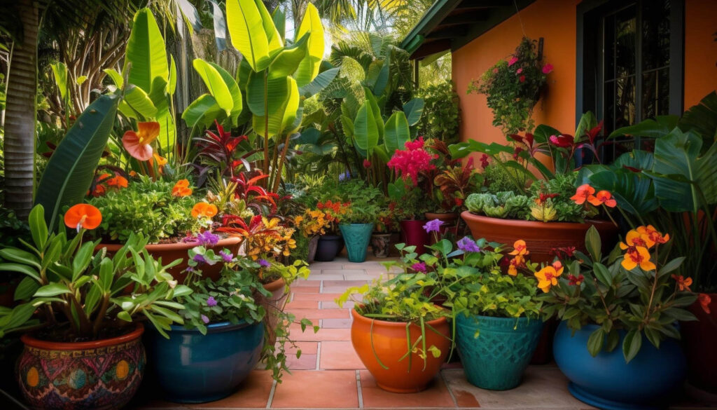 plants in a zen garden